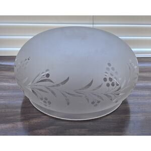 Vintage 12” Garland Etched Glass Dome Shade 10” Fitter
